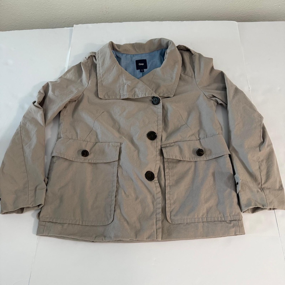 Gap Womens Khaki Tan Utility Field Jacket Small Button Front Chambray Lined